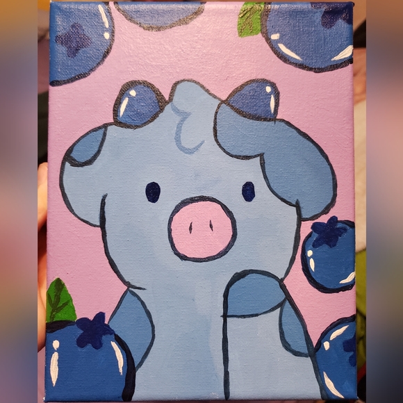 Blueberry Cow Painting Wall Art - Picture 1 of 2